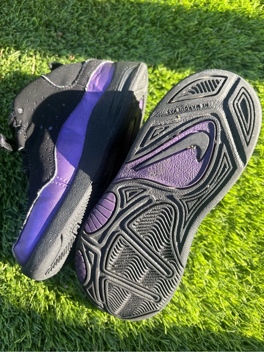 Nike Black and Purple Youth Athletic Shoes